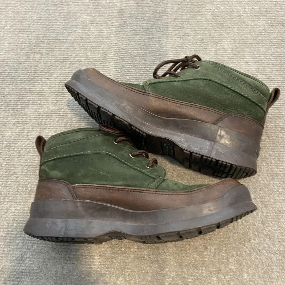 Cole Haan Boots Mens Size 7.5‎ Green Brown Leather Chukka Plaid Lined Casual